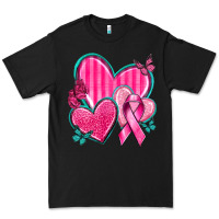 Black Breast Cancer Hearts Premium Tee - texasbilliewilder