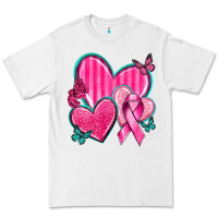 White Breast Cancer Hearts Premium Tee - texasbilliewilder