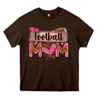 Chocolate Brown football mom with leopard Heavy Core Tee - Zillion Design Studio