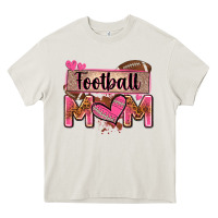 Cream football mom with leopard Heavy Core Tee - Zillion Design Studio
