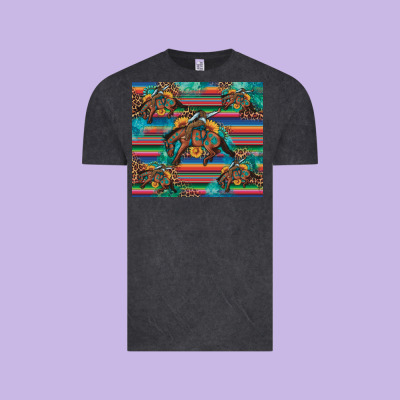 Bucking Bronco Serape Turquoise Vintage Tee Designed By Artiststas