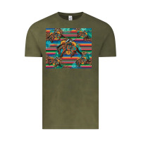 Vintage Olive bucking bronco serape turquoise Vintage Tee - Artiststas