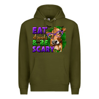 Army Green Eat Drink and Be Scary with Halloween Premium Hoodie - texasbilliewilder