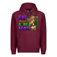 Burgundy Eat Drink and Be Scary with Halloween Premium Hoodie - texasbilliewilder