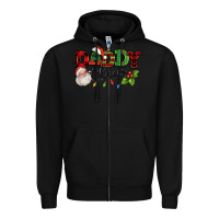 Black Daddy Claus Santa Christmas lights and holly Zipper Hoodie - NancyCooperArtShop