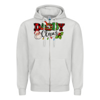 Dove Grey Daddy Claus Santa Christmas lights and holly Zipper Hoodie - NancyCooperArtShop