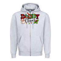 Heather Grey Daddy Claus Santa Christmas lights and holly Zipper Hoodie - NancyCooperArtShop