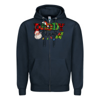 Navy Daddy Claus Santa Christmas lights and holly Zipper Hoodie - NancyCooperArtShop