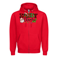 Red Daddy Claus Santa Christmas lights and holly Zipper Hoodie - NancyCooperArtShop