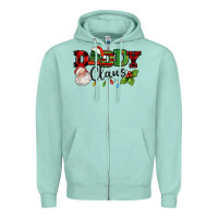 Daddy Claus Santa Christmas Lights And Holly Zipper Hoodie | Teevron