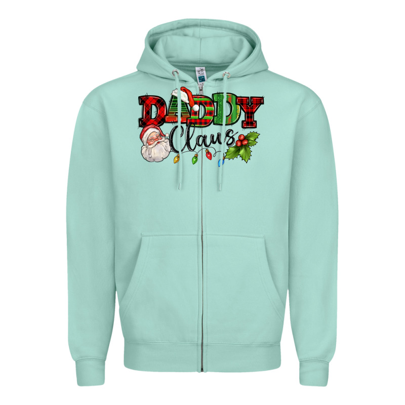 Daddy Claus Santa Christmas Lights And Holly Zipper Hoodie by NancyCooperArtShop | Teevron