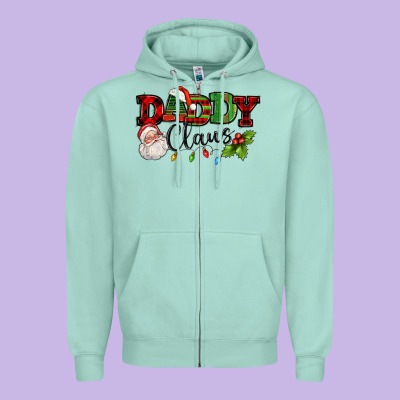 Daddy Claus Santa Christmas Lights And Holly Zipper Hoodie Designed By Nancycooperartshop
