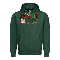 Sports Green Daddy Claus Santa Christmas lights and holly Zipper Hoodie - NancyCooperArtShop