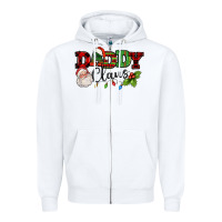 White Daddy Claus Santa Christmas lights and holly Zipper Hoodie - NancyCooperArtShop