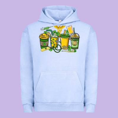 St. Patrick's Day Nurse Coffee Cups Urban Hoodie Designed By Howdyjamesfarm