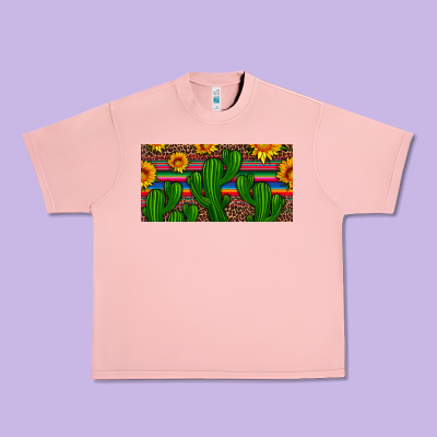 Sunflowers And Cactus License Plate Urban Heavy Tee Designed By Artiststas