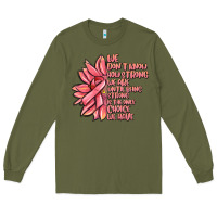 Army Green pink sunflower and cancer ribbon breast cancer Long Sleeve Tee - MaliasSmallBusiness