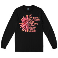 Pink Sunflower And Cancer Ribbon Breast Cancer Long Sleeve Tee | Teevron