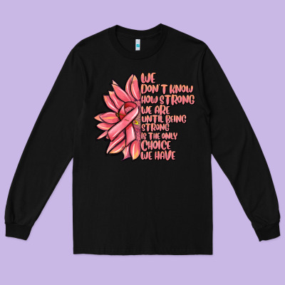 Pink Sunflower And Cancer Ribbon Breast Cancer Long Sleeve Tee Designed By Maliassmallbusiness