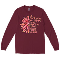 Burgundy pink sunflower and cancer ribbon breast cancer Long Sleeve Tee - MaliasSmallBusiness