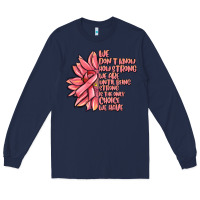 Navy pink sunflower and cancer ribbon breast cancer Long Sleeve Tee - MaliasSmallBusiness
