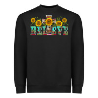 Black western believe sunflowers flowers Heavyweight Sweatshirt - BarkalooDesign