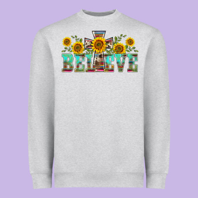 Western Believe Sunflowers Flowers Heavyweight Sweatshirt Designed By Barkaloodesign