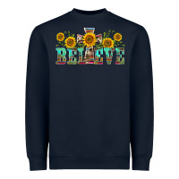Navy western believe sunflowers flowers Heavyweight Sweatshirt - BarkalooDesign
