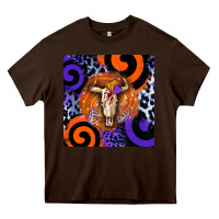 Chocolate Brown halloween bull skull Heavy Core Tee - BarkalooDesign