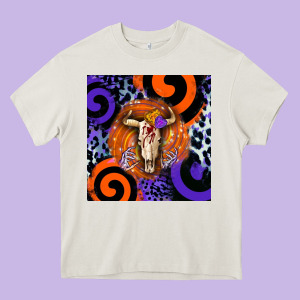 Halloween Bull Skull Heavy Core Tee Designed By Barkaloodesign