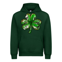 Forest Green Shamrock with leopard and cowhide St. Patricks day Urban Hoodie - HowdyJamesFarm