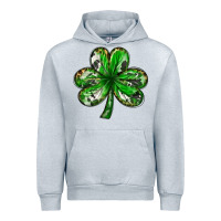 Heather Grey Shamrock with leopard and cowhide St. Patricks day Urban Hoodie - HowdyJamesFarm