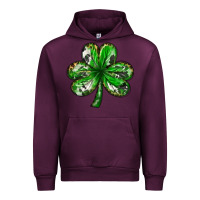 Mauve Wine Shamrock with leopard and cowhide St. Patricks day Urban Hoodie - HowdyJamesFarm