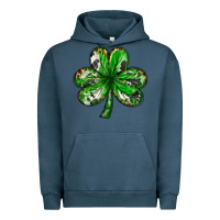 Pigment Midnight Navy Shamrock with leopard and cowhide St. Patricks day Urban Hoodie - HowdyJamesFarm