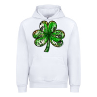 White Shamrock with leopard and cowhide St. Patricks day Urban Hoodie - HowdyJamesFarm