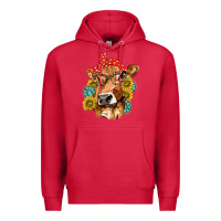 Cardinal Western Cow with Sunflowers and Gemstone Premium Hoodie - texasbilliewilder