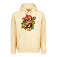 Pina Colada Western Cow with Sunflowers and Gemstone Premium Hoodie - texasbilliewilder