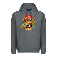 Rock Western Cow with Sunflowers and Gemstone Premium Hoodie - texasbilliewilder