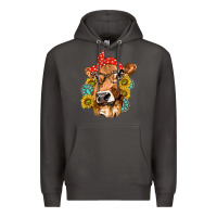Smoke Western Cow with Sunflowers and Gemstone Premium Hoodie - texasbilliewilder