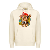 Tofu Western Cow with Sunflowers and Gemstone Premium Hoodie - texasbilliewilder