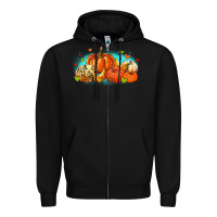 Black thankful pumpkins Zipper Hoodie - MaliasSmallBusiness