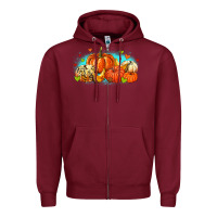 Burgundy thankful pumpkins Zipper Hoodie - MaliasSmallBusiness