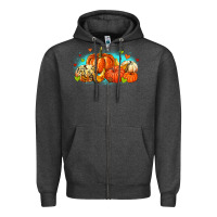 Charcoal Heather thankful pumpkins Zipper Hoodie - MaliasSmallBusiness