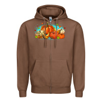 Chestnut thankful pumpkins Zipper Hoodie - MaliasSmallBusiness