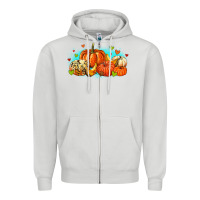 Dove Grey thankful pumpkins Zipper Hoodie - MaliasSmallBusiness