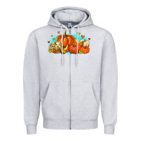 Heather Grey thankful pumpkins Zipper Hoodie - MaliasSmallBusiness