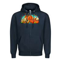 Navy thankful pumpkins Zipper Hoodie - MaliasSmallBusiness