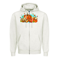 Oatmeal Heather thankful pumpkins Zipper Hoodie - MaliasSmallBusiness