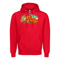 Red thankful pumpkins Zipper Hoodie - MaliasSmallBusiness