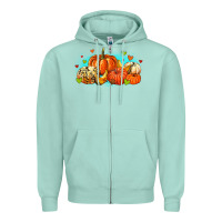 Seafoam thankful pumpkins Zipper Hoodie - MaliasSmallBusiness